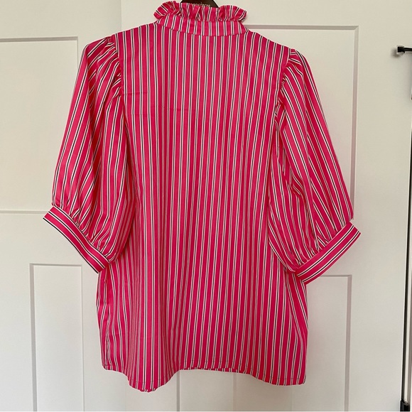 Pink Striped Ruffled Tunic Top - Picture 3 of 3